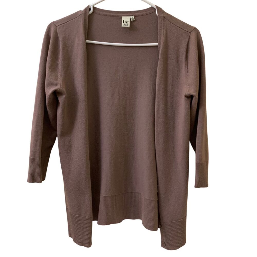 14th & Union Moca Cocoa Short length Knit Cardigan 3/4 Sleeve size S